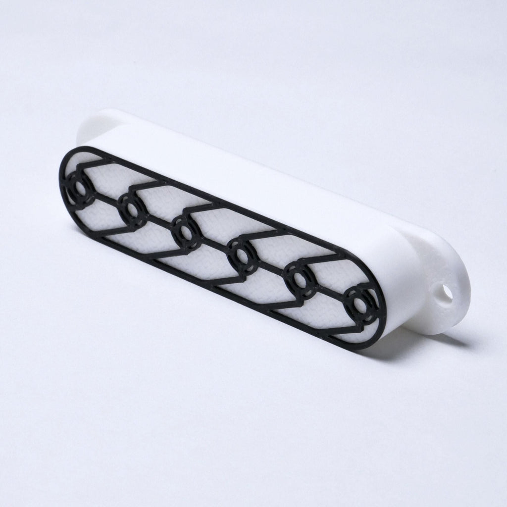 Custom Single Coil Strat Pickup Covers (No Holes) Set of 3 - White/ Black - Ploutone