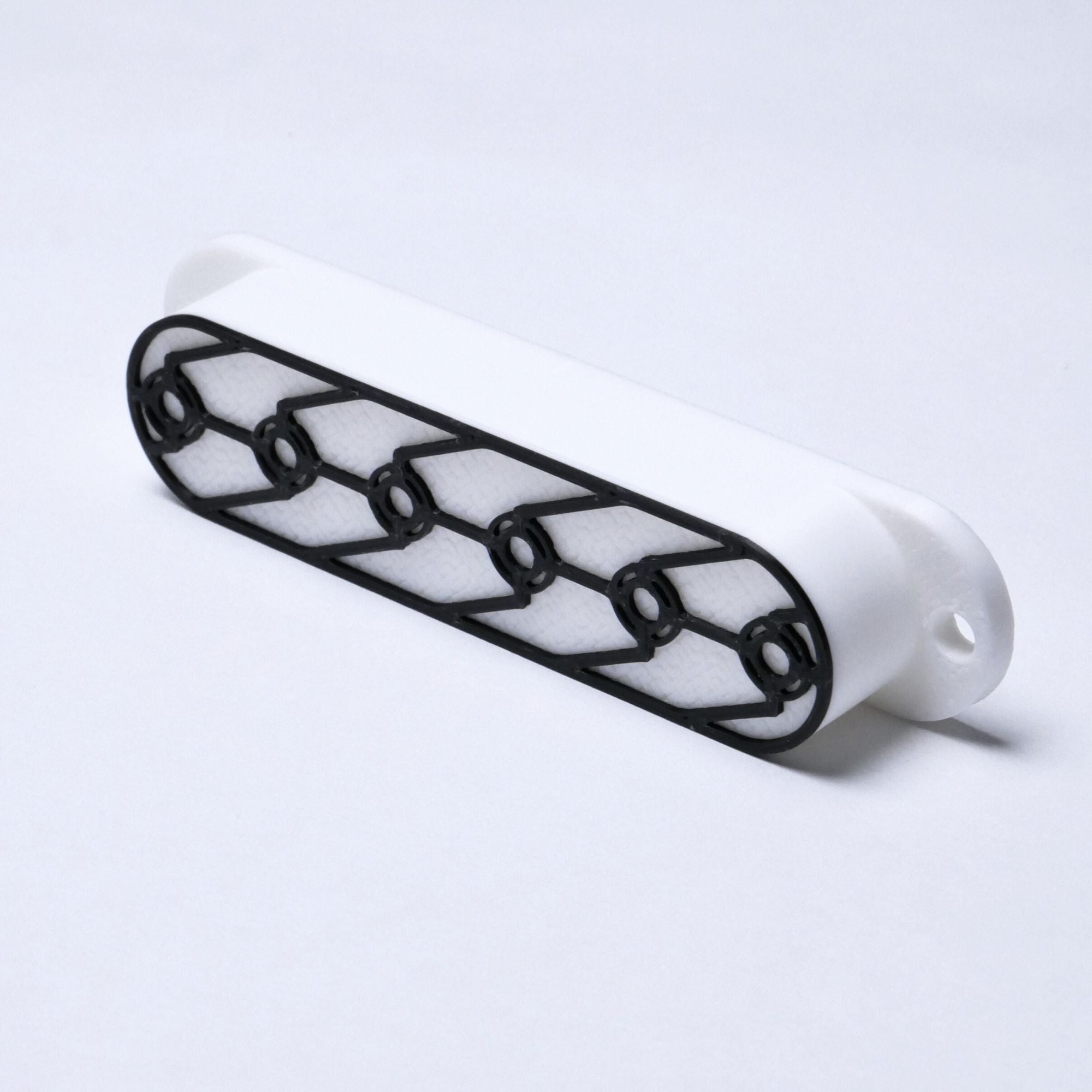 Custom Single Coil Strat Pickup Covers (No Holes) Set of 3 - White/ Black - Ploutone