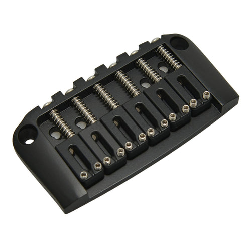 6-String Brass Hardtail Guitar Bridge (Ibanez Gibraltar Replacement) Black - Ploutone