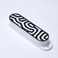 Custom Single Coil Strat Pickup Covers (No Holes) Set of 3 - White/ Black Topo - Ploutone