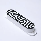 Custom Single Coil Strat Pickup Covers (No Holes) Set of 3 - White/ Black Topo - Ploutone