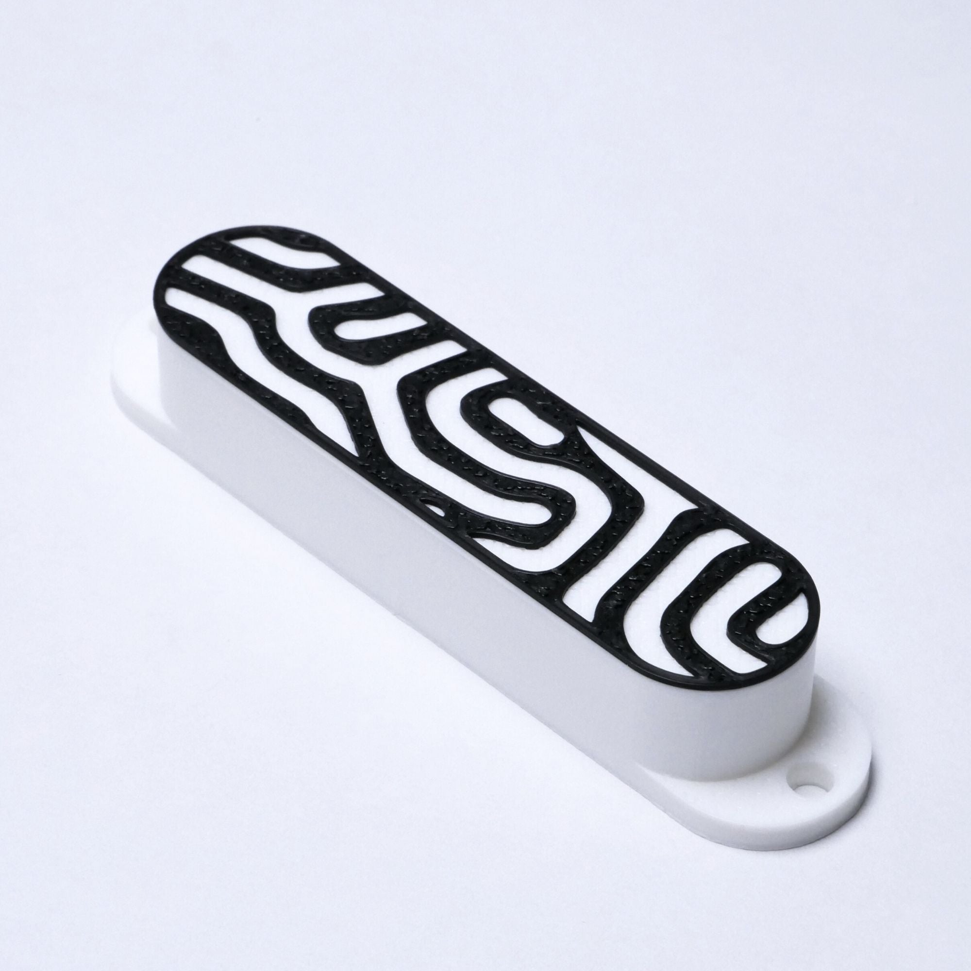 Custom Single Coil Strat Pickup Covers (No Holes) Set of 3 - White/ Black Topo - Ploutone