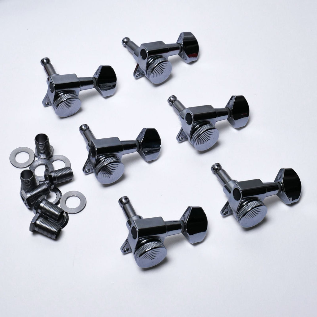 Wilkinson Locking Tuners 6-In-Line Right-Handed (Chrome) – 19:1 Ratio – Fits 10mm (25/64") Holes Tuning Machine Heads from Ploutone