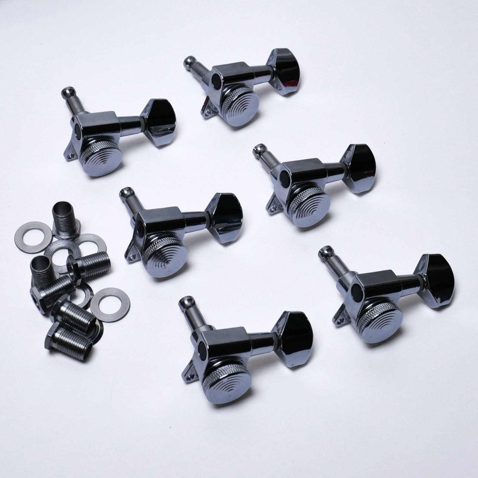 Wilkinson Locking Tuners 6-In-Line Right-Handed (Chrome) – 19:1 Ratio – Fits 10mm (25/64") Holes Tuning Machine Heads from Ploutone