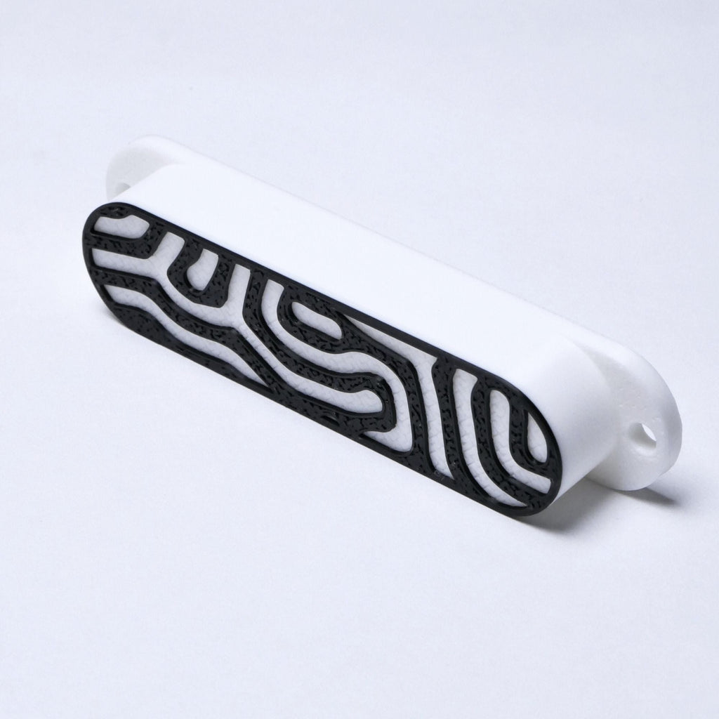 Custom Single Coil Strat Pickup Covers (No Holes) Set of 3 - White/ Black - Ploutone