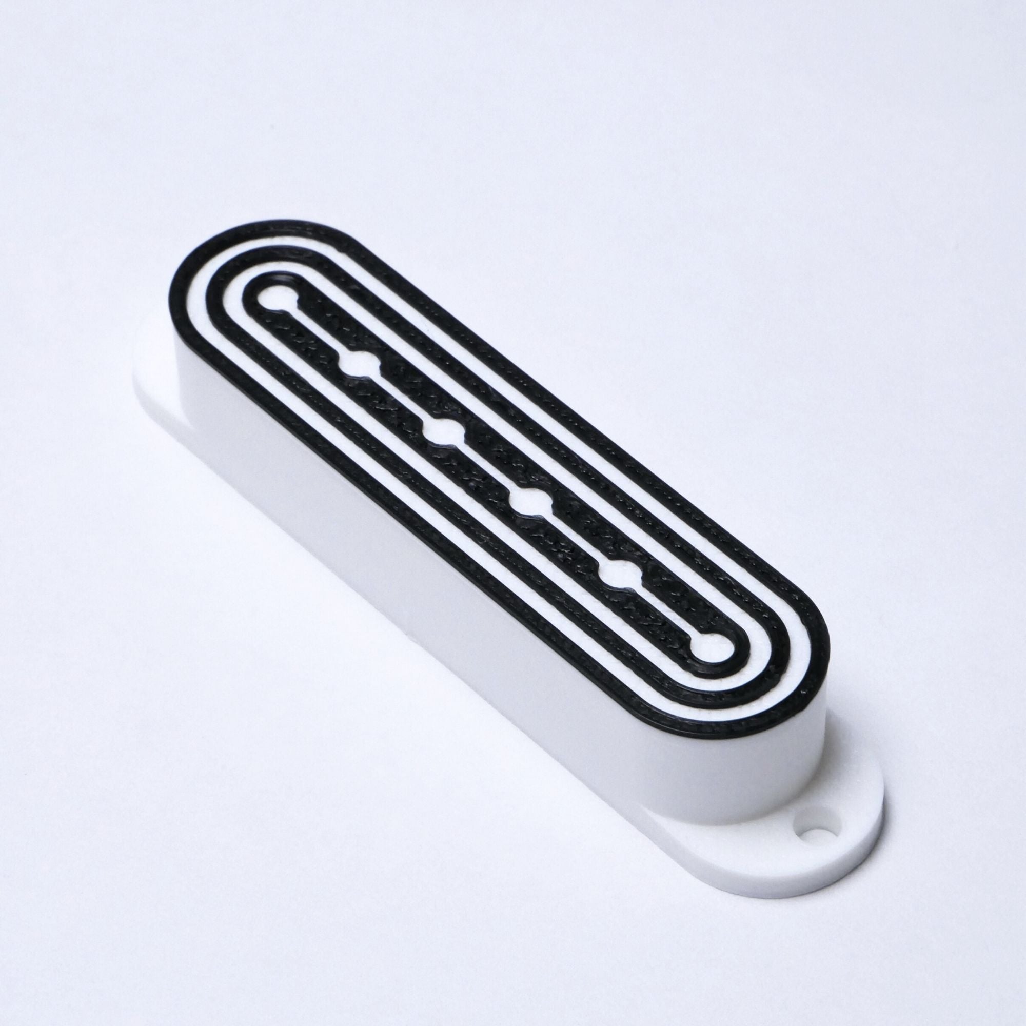 Custom Single Coil Strat Pickup Covers (No Holes) Set of 3 - White/ Black Deco - Ploutone