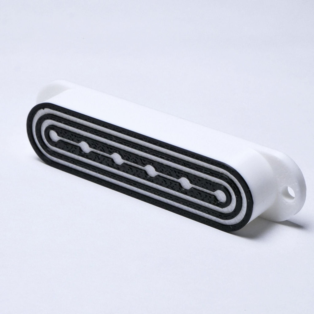 Custom Single Coil Strat Pickup Covers (No Holes) Set of 3 - White/ Black - Ploutone