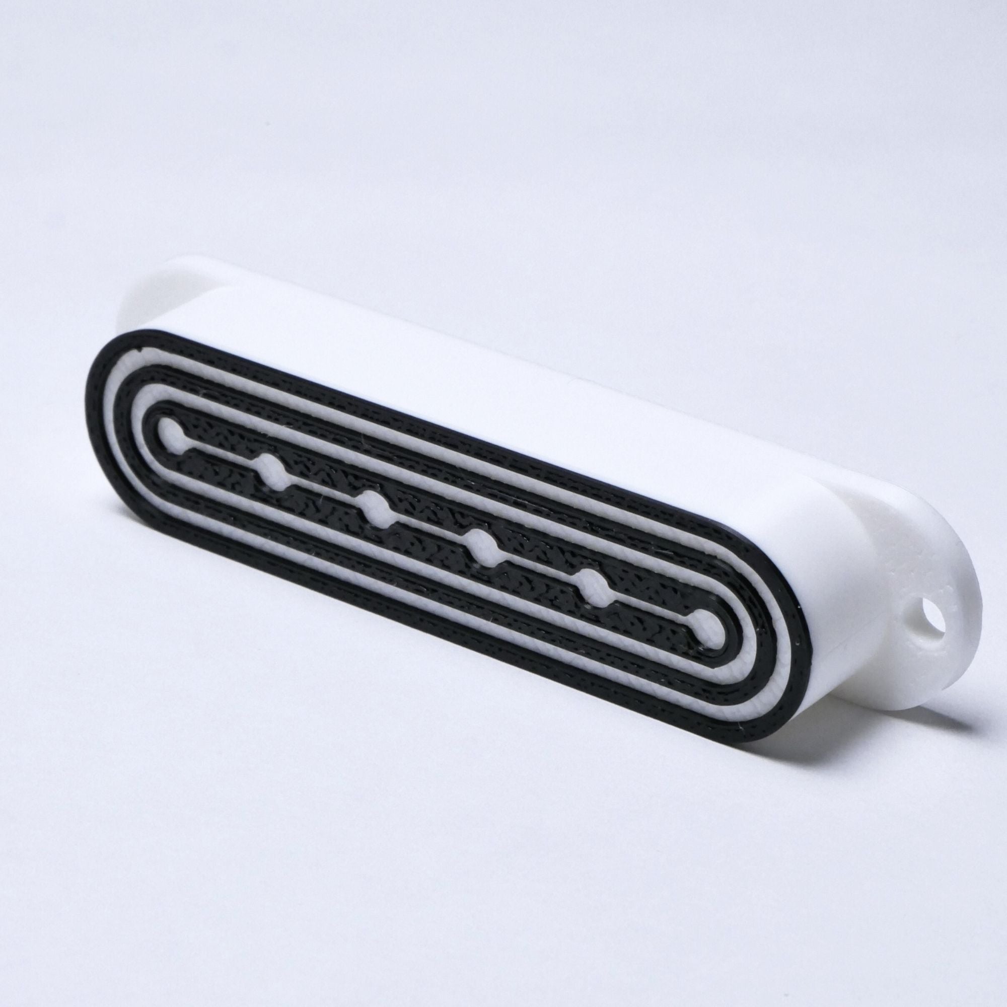 Custom Single Coil Strat Pickup Covers (No Holes) Set of 3 - White/ Black - Ploutone