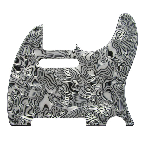 5-Hole Telecaster Pickguard - 4-Ply White & Black Shell - Ploutone