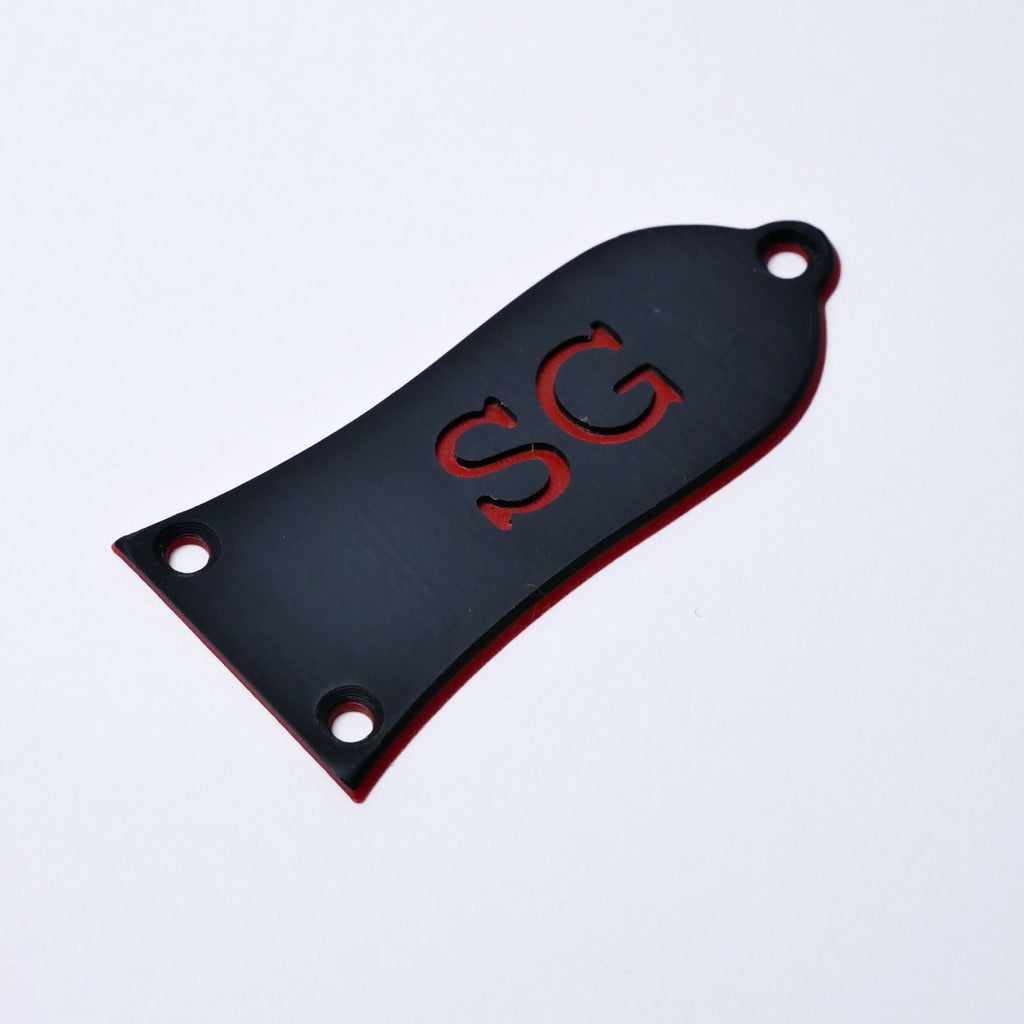 Custom Epiphone SG Truss Rod Cover - SG Letters Black & Red - Ploutone