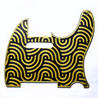 Custom 8-Hole Telecaster Pickguard – Artisan Series Tidal Black & Gold - Ploutone