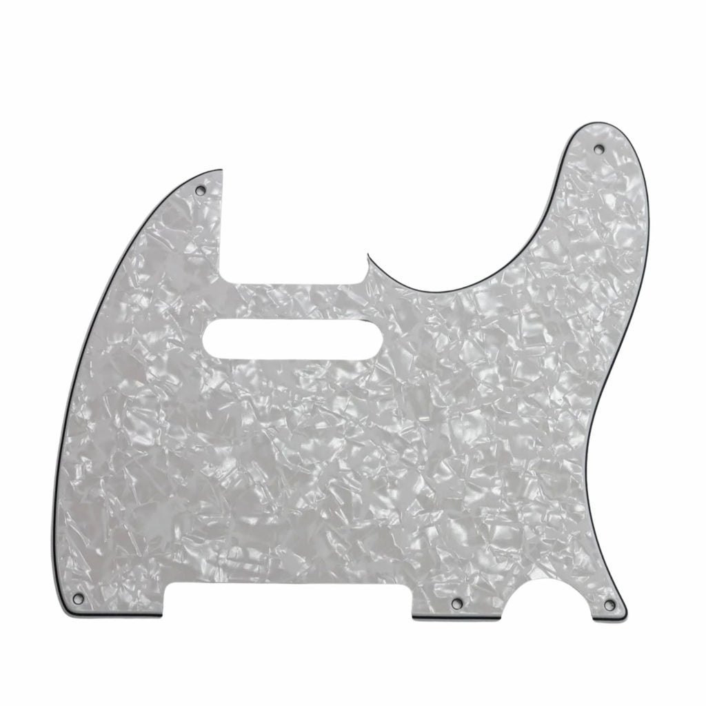 5-Hole ’52 Telecaster Pickguard for Fender Tele - 30+ Colors 4-Ply White Pearl - Ploutone