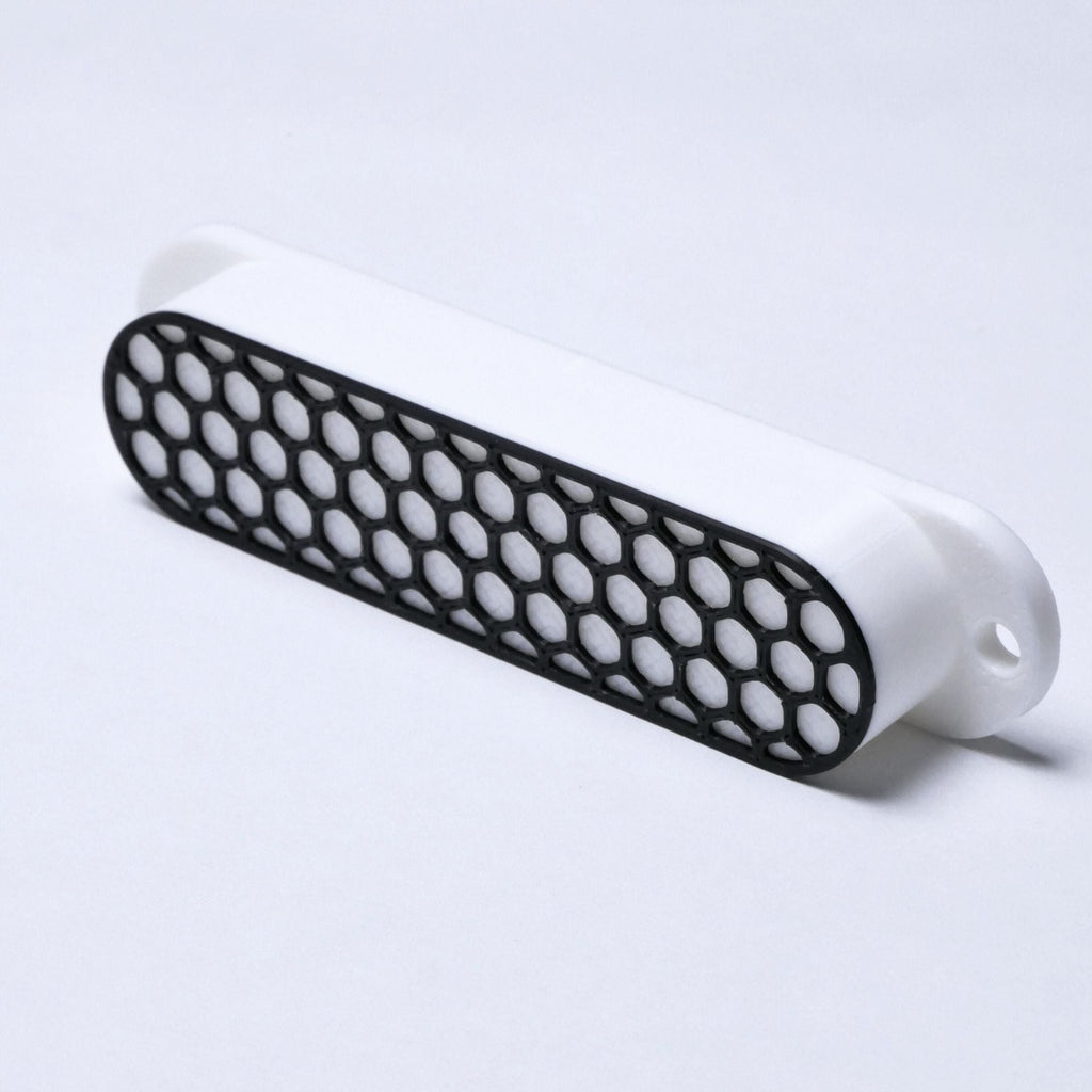 Custom Single Coil Strat Pickup Covers (No Holes) Set of 3 - White/ Black - Ploutone