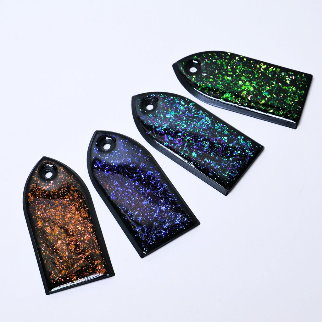 Custom ESP M-II Truss Rod Cover - Colorshifting Flakes truss rod covers from Ploutone