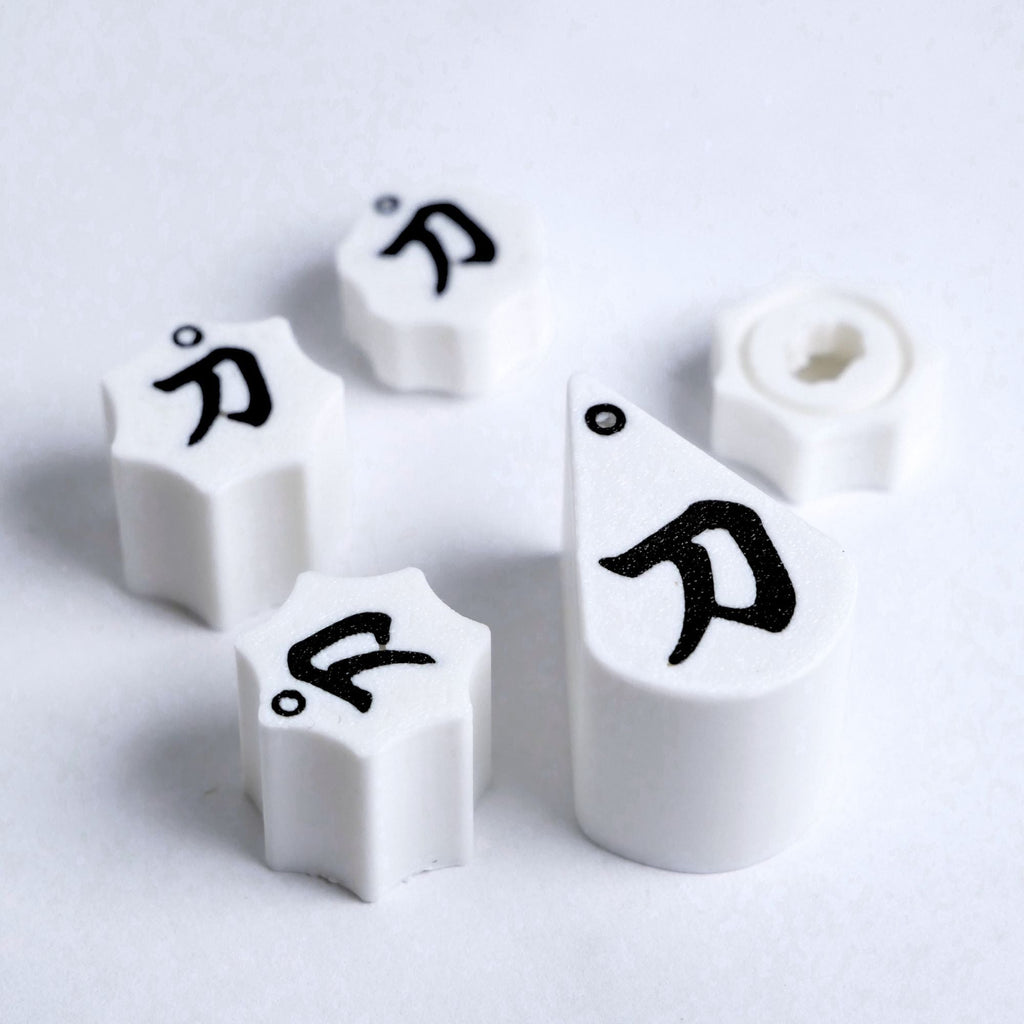 Custom Boss Katana Knobs – White Fluted (Full Sets for 50, 100, Artist) Knobs from Ploutone