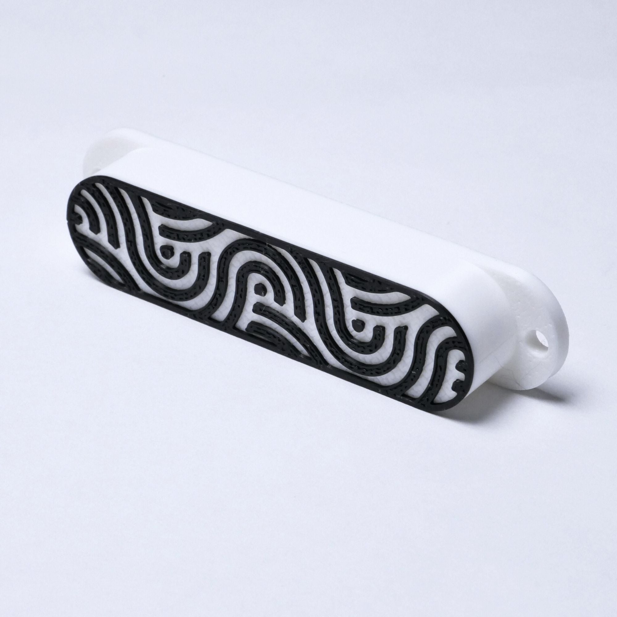 Custom Single Coil Strat Pickup Covers (No Holes) Set of 3 - White/ Black - Ploutone