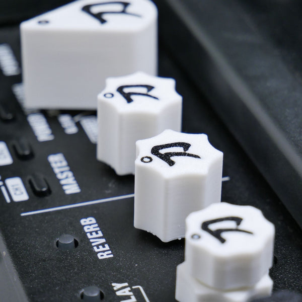 Custom Boss Katana Knobs – White Fluted (Full Sets for 50, 100, Artist) Knobs from Ploutone