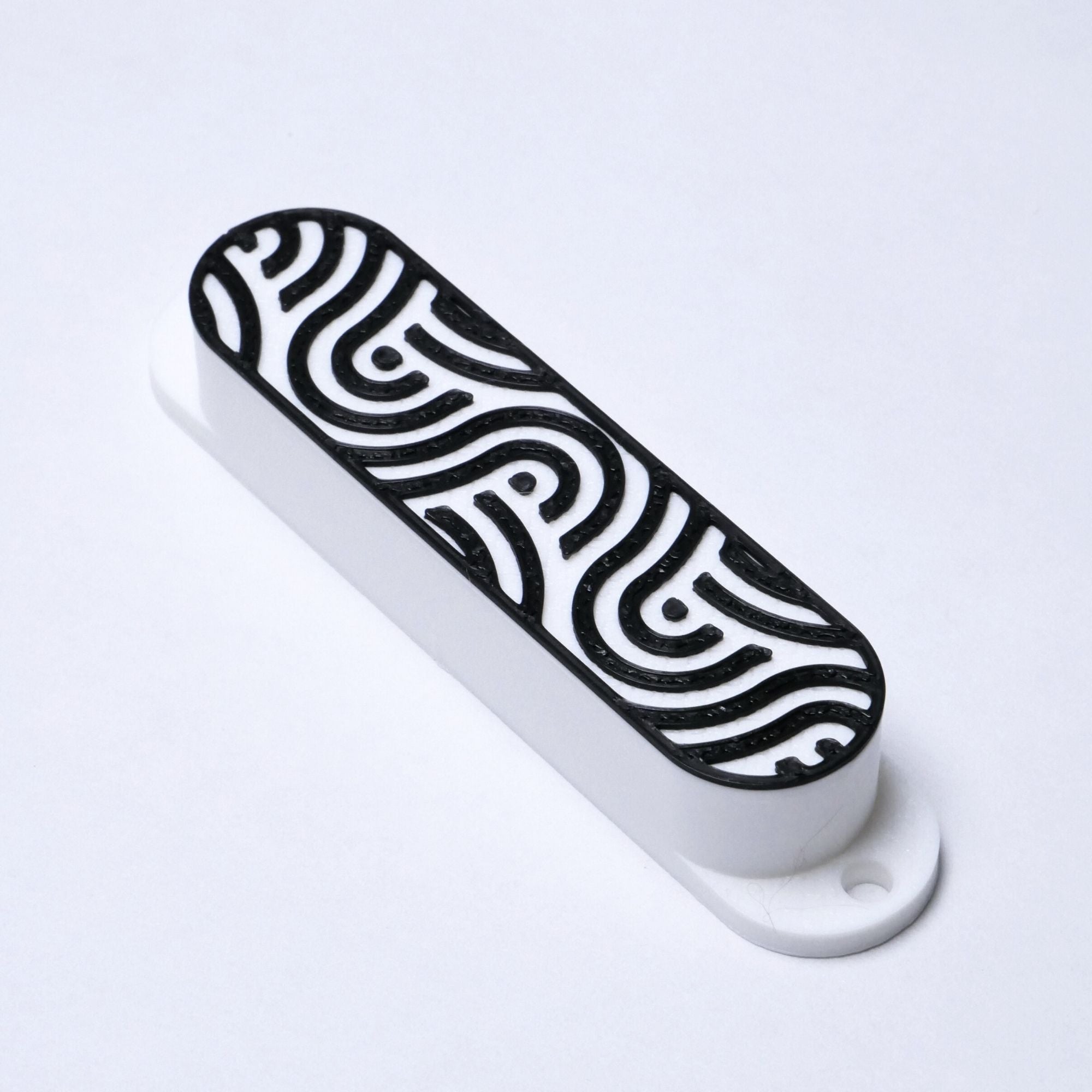 Custom Single Coil Strat Pickup Covers (No Holes) Set of 3 - White/ Black Tidal - Ploutone