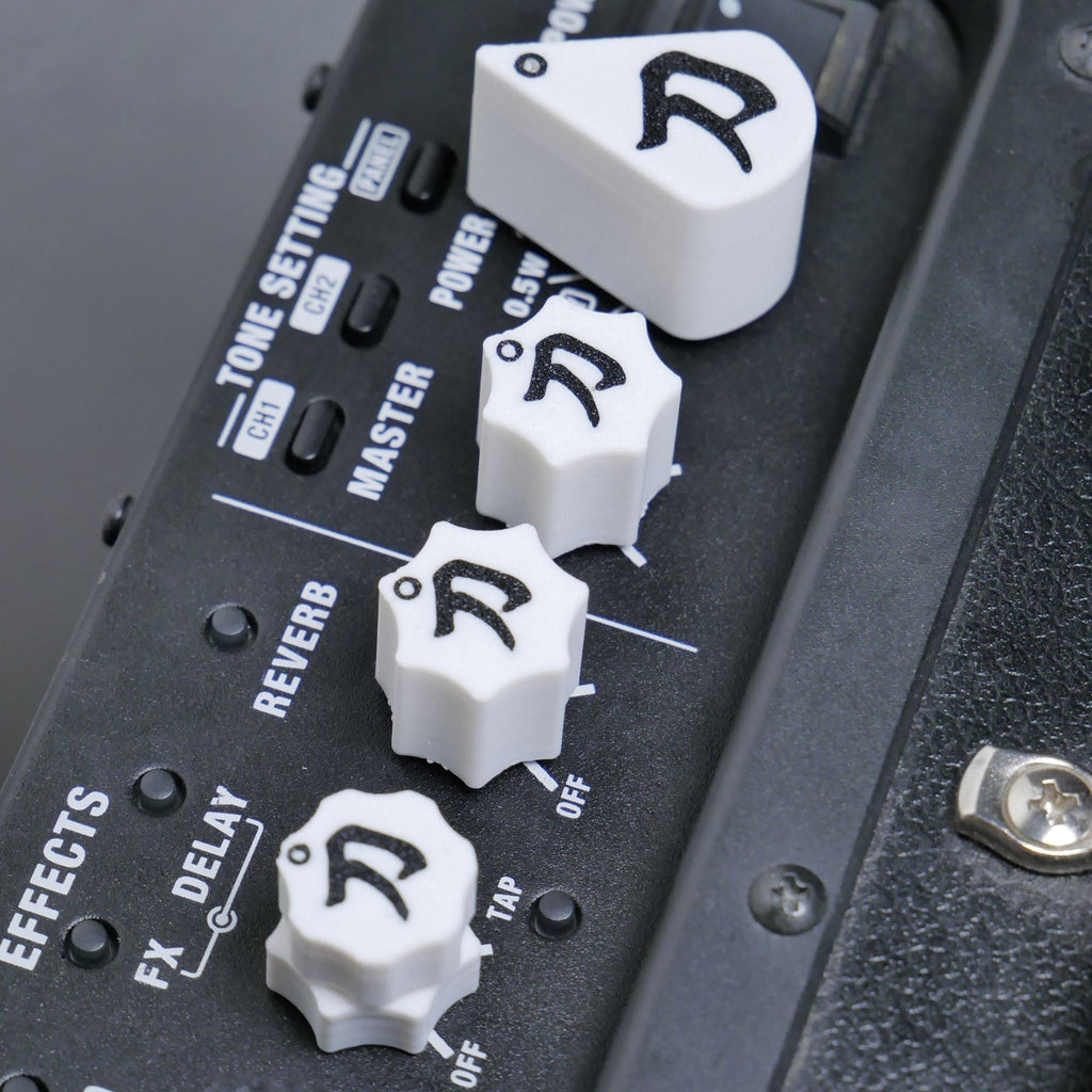 Custom Boss Katana Knobs – White Fluted (Full Sets for 50, 100, Artist)