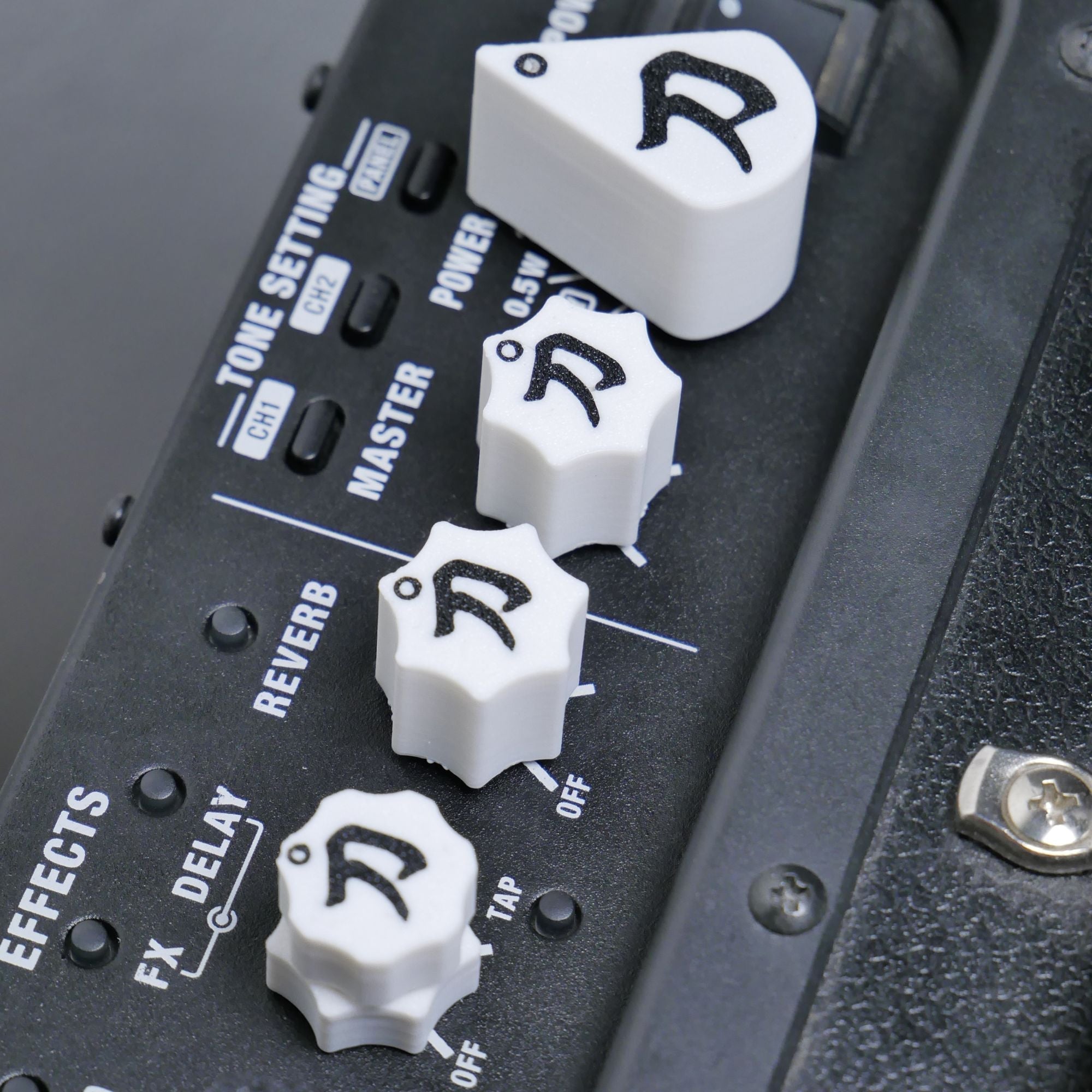 Custom Boss Katana Knobs – White Fluted (Full Sets for 50, 100, Artist) - Ploutone