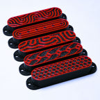 Custom Single Coil Strat Pickup Covers (No Holes) Set of 3 - Black/ Red - Ploutone