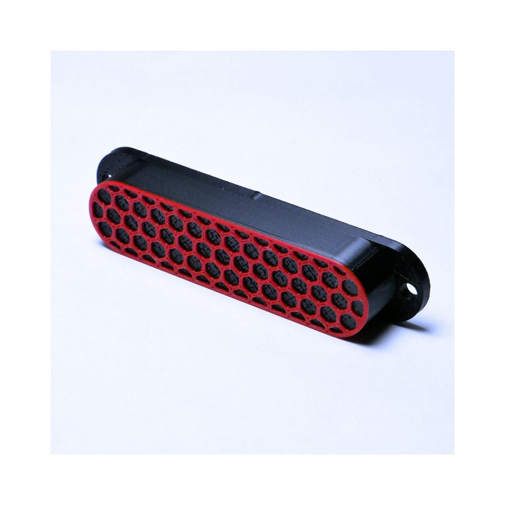 Custom Single Coil Strat Pickup Covers (No Holes) Set of 3 - Black/ Red - Ploutone