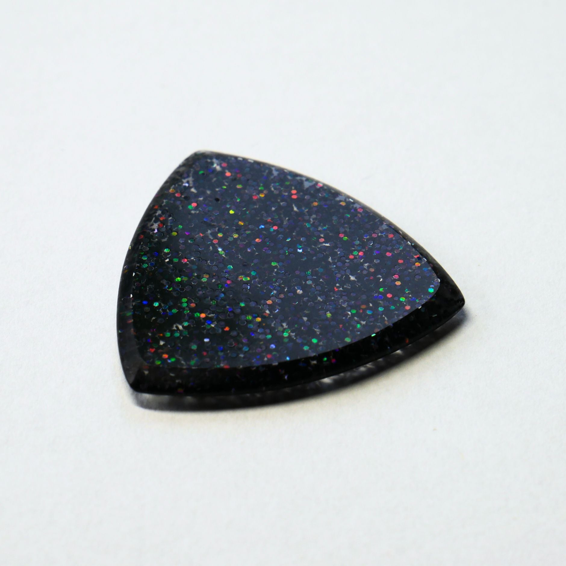 Northern Ghost Plectrums Handmade Acrylic Guitar Pick - 2.5mm Black Glitter Triangle - Ploutone