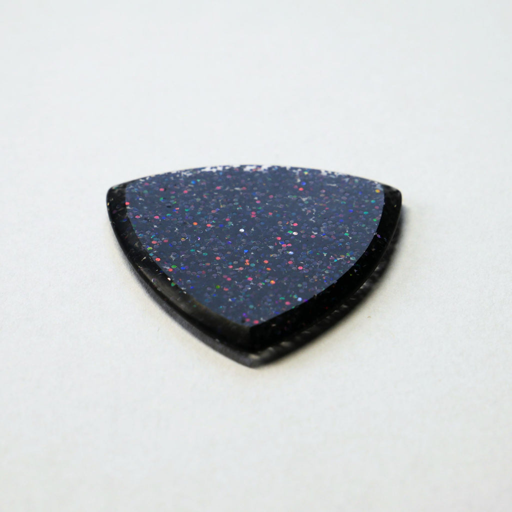 Northern Ghost Plectrums Handmade Acrylic Guitar Pick - 2.5mm Black Glitter Triangle - Ploutone