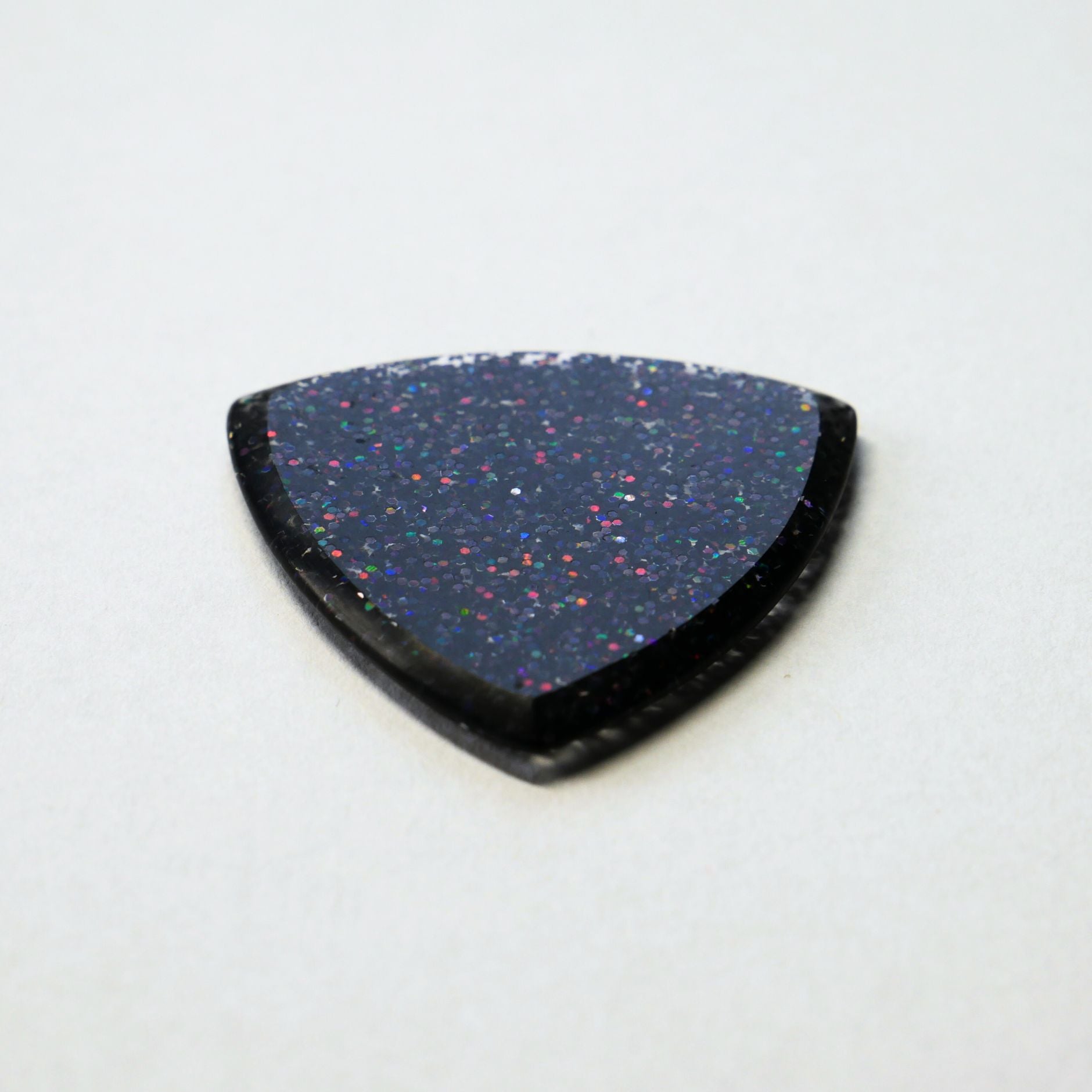 Northern Ghost Plectrums Handmade Acrylic Guitar Pick - 2.5mm Black Glitter Triangle - Ploutone