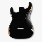 Finished Alder Strat-Style Guitar Body - Relic Black - Ploutone