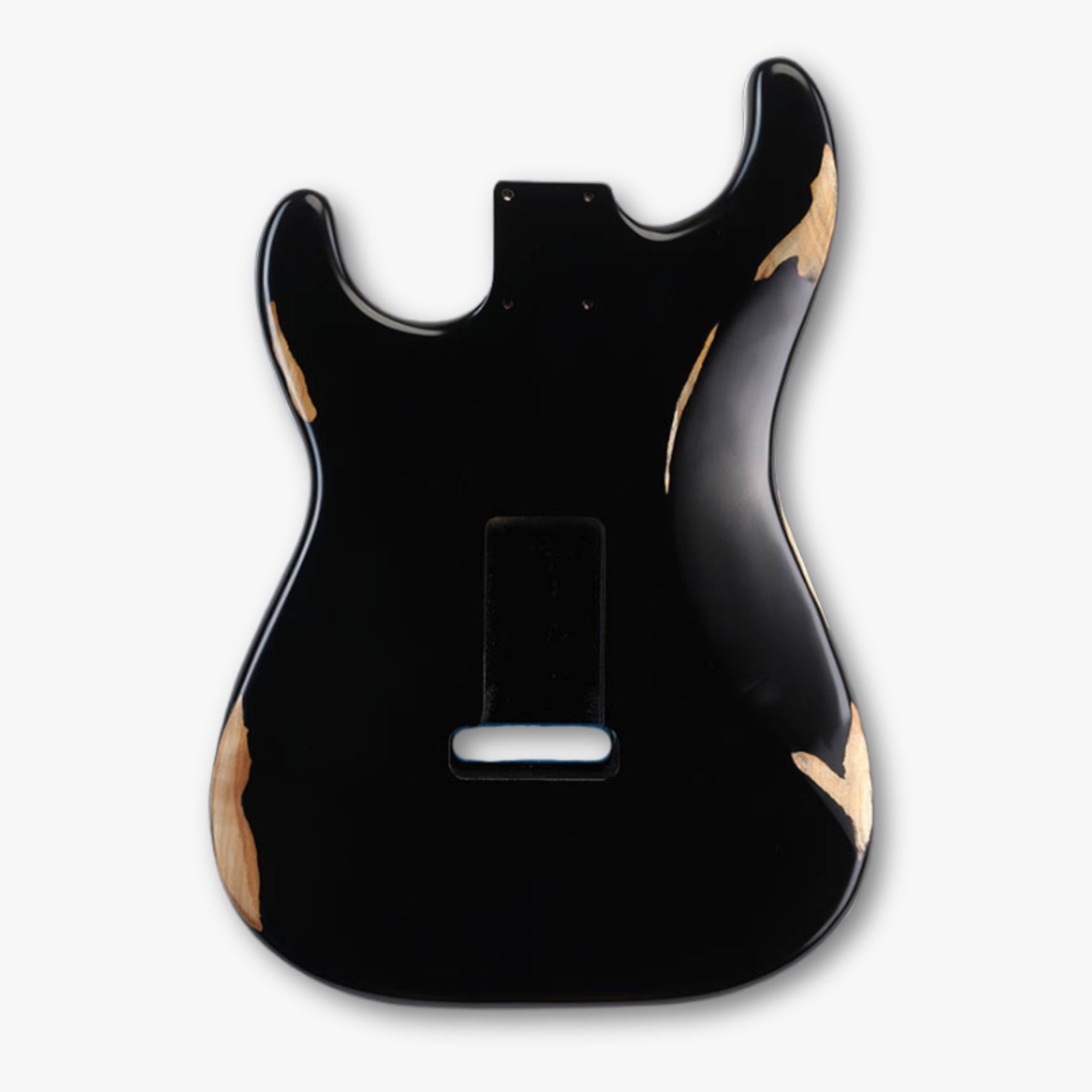 Finished Alder Strat-Style Guitar Body - Relic Black - Ploutone