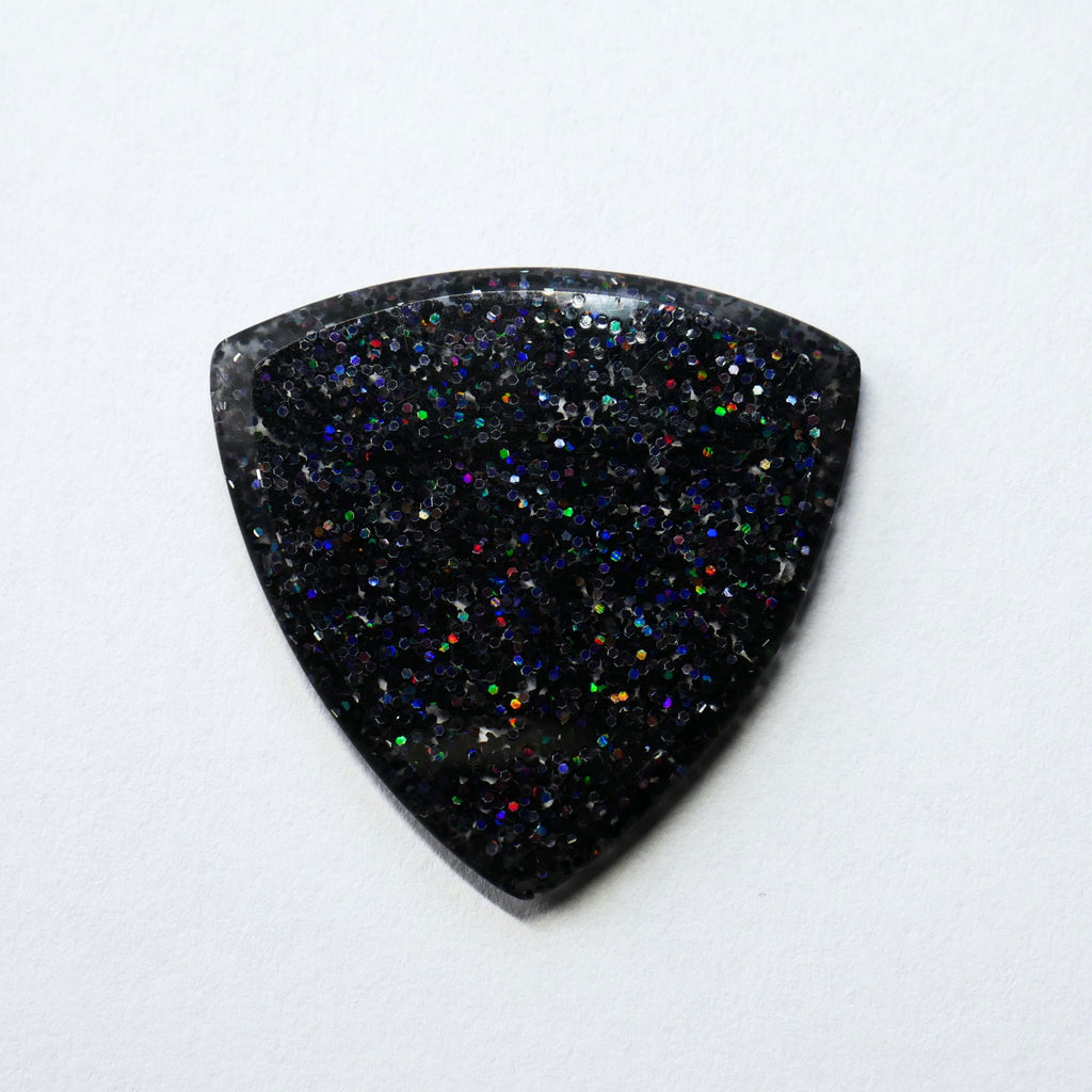 Northern Ghost Plectrums Handmade Acrylic Guitar Pick - 2.5mm Black Glitter Triangle - Ploutone