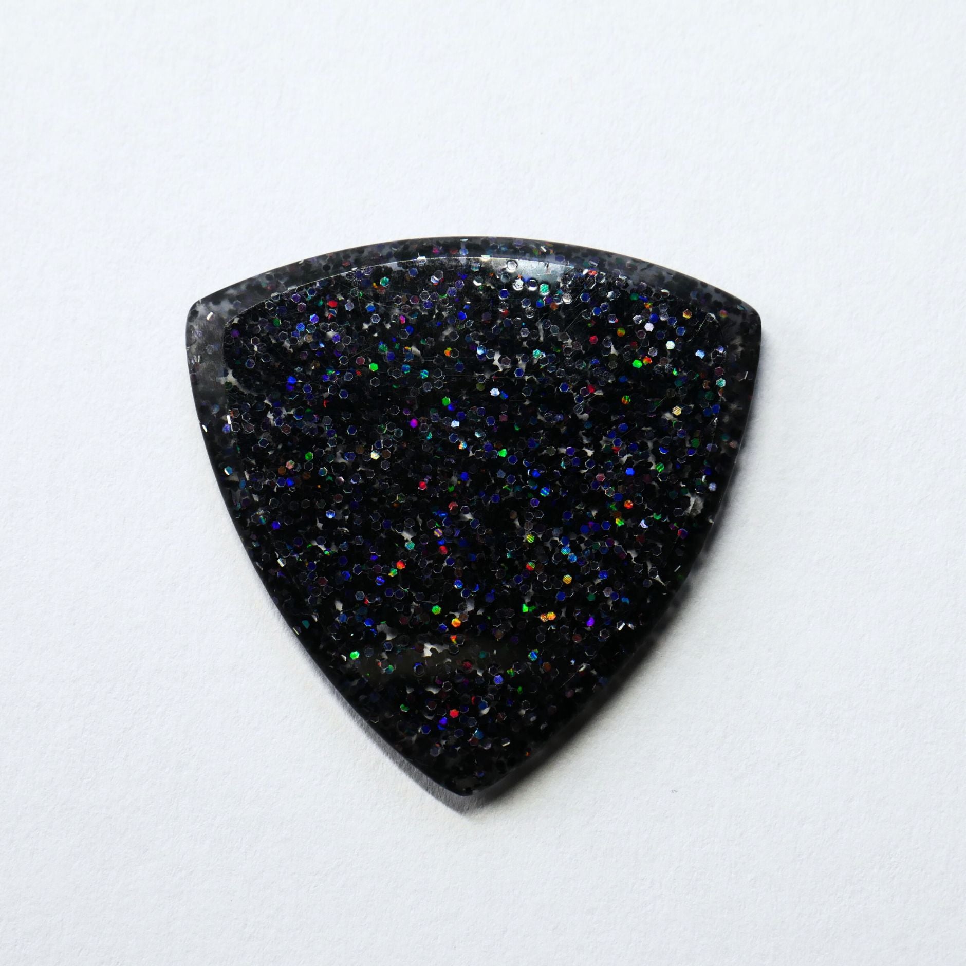 Northern Ghost Plectrums Handmade Acrylic Guitar Pick - 2.5mm Black Glitter Triangle - Ploutone