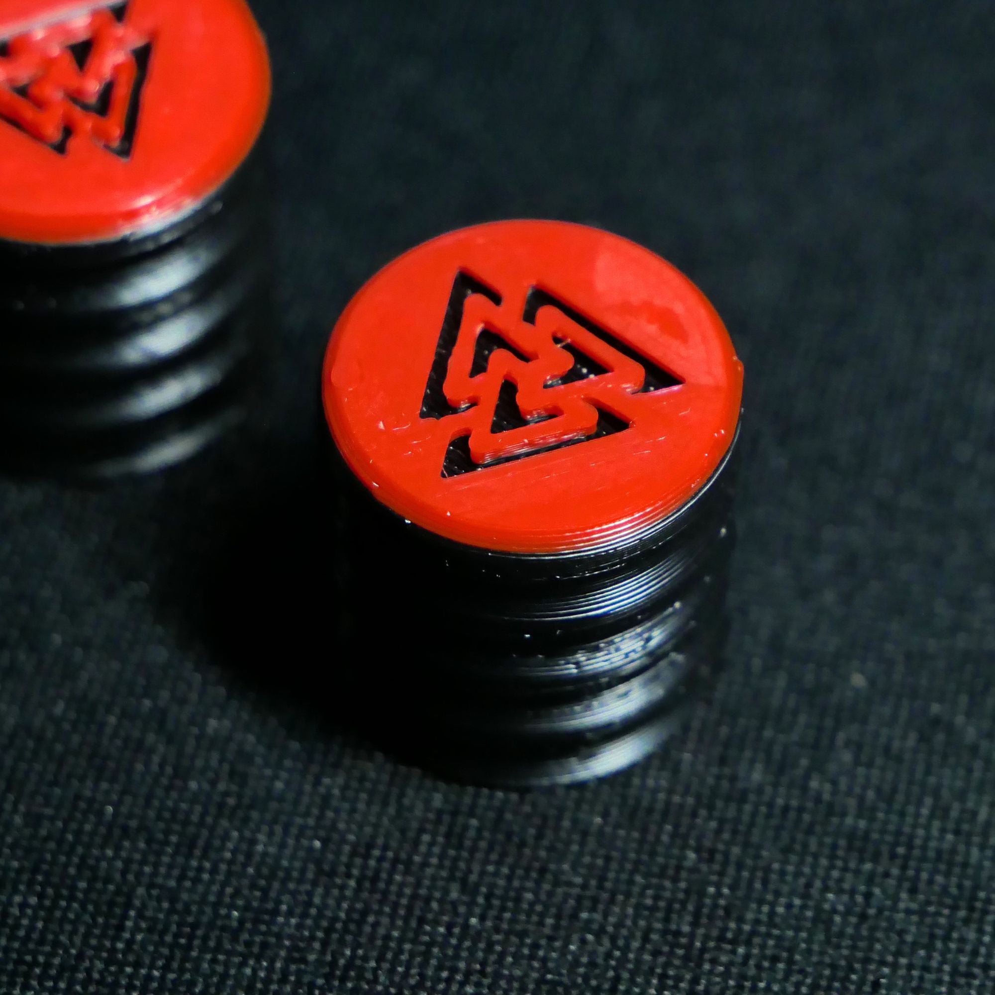 Opus Guitar Knobs - Crimson Red and Black Valknut Sigil - Ploutone