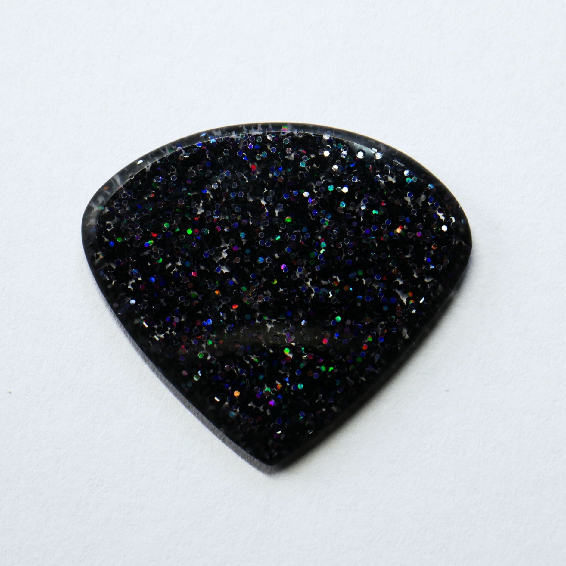 Northern Ghost Plectrums Handmade Acrylic Guitar Pick - 2.5mm Black Glitter Jazz XL Wide - Ploutone