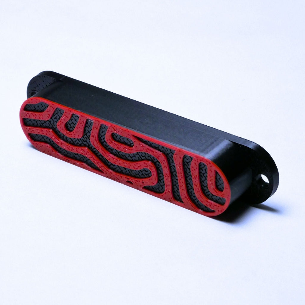 Custom Single Coil Strat Pickup Covers (No Holes) Set of 3 - Black/ Red - Ploutone