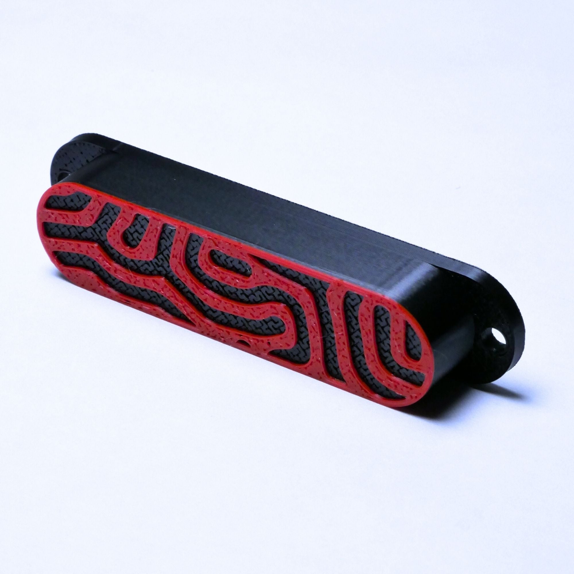 Custom Single Coil Strat Pickup Covers (No Holes) Set of 3 - Black/ Red - Ploutone