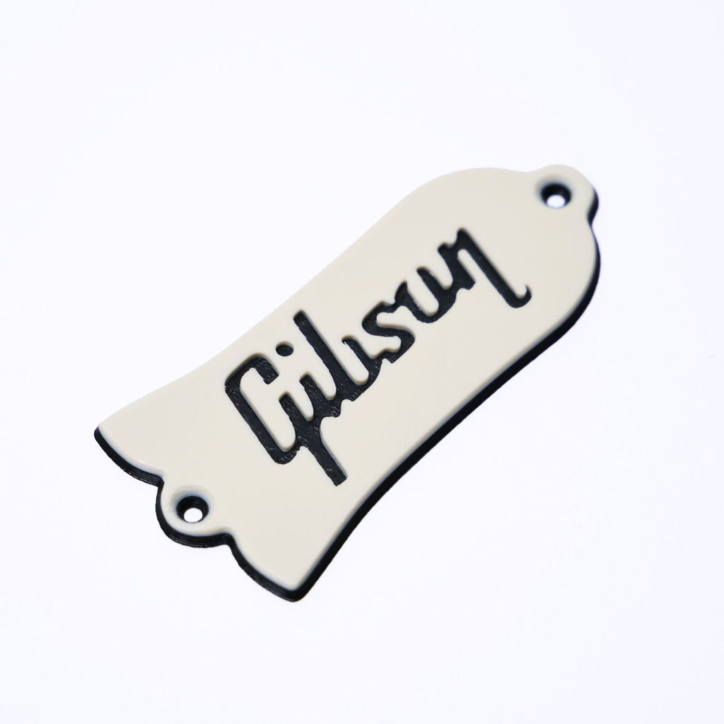Custom Gibson Les Paul Truss Rod Cover - Gibson Logo (Cream & Black) truss rod covers from Ploutone