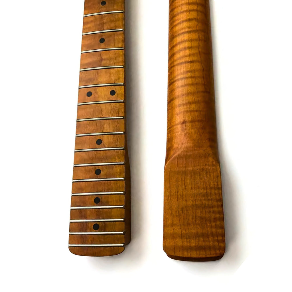 Roasted Flame Maple Strat-Style Guitar Neck, 9.5" Radius, Roasted Maple Fretboard - Ploutone