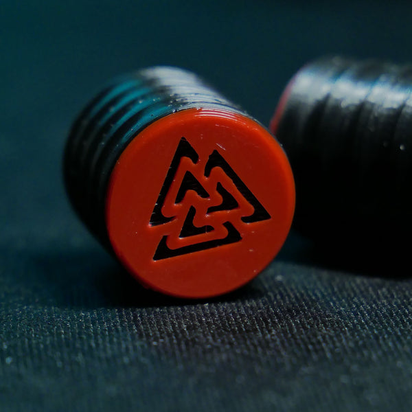 Opus Guitar Knobs - Crimson Red and Black Valknut Sigil