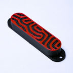 Custom Single Coil Strat Pickup Covers (No Holes) Set of 3 - Black/ Red Topo - Ploutone