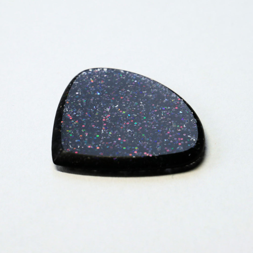Northern Ghost Plectrums Handmade Acrylic Guitar Pick - 2.5mm Black Glitter Jazz XL Wide - Ploutone