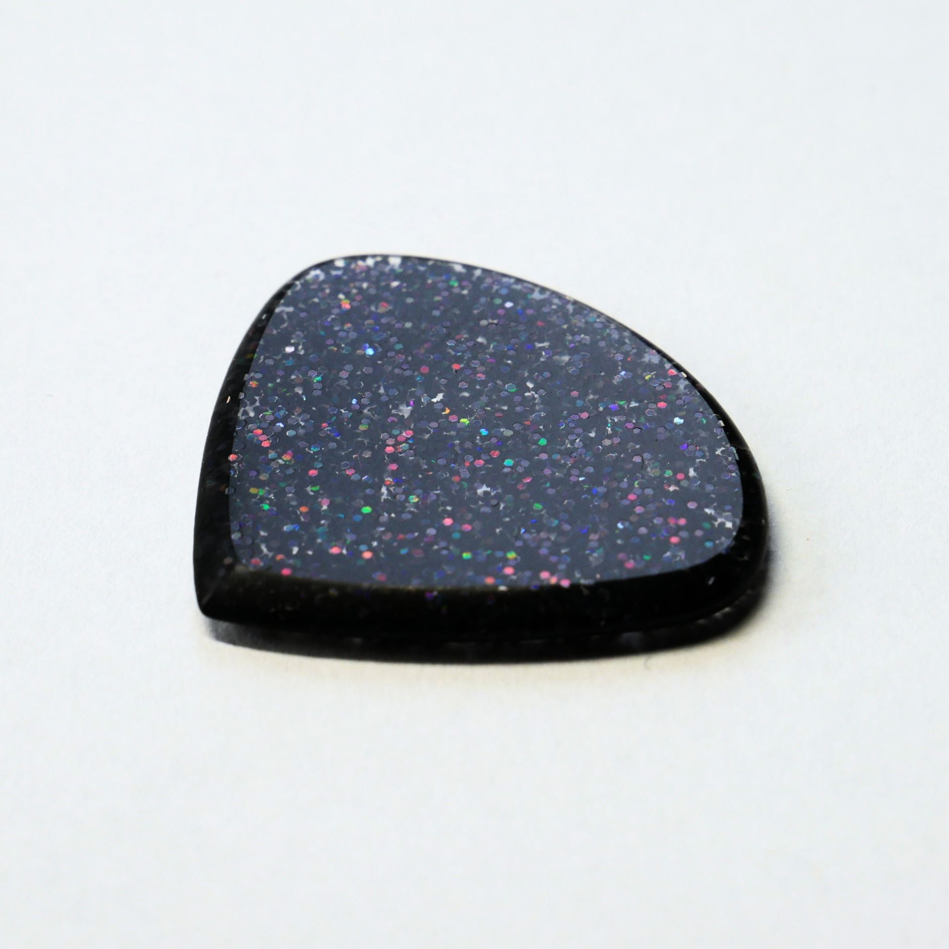 Northern Ghost Plectrums Handmade Acrylic Guitar Pick - 2.5mm Black Glitter Jazz XL Wide - Ploutone