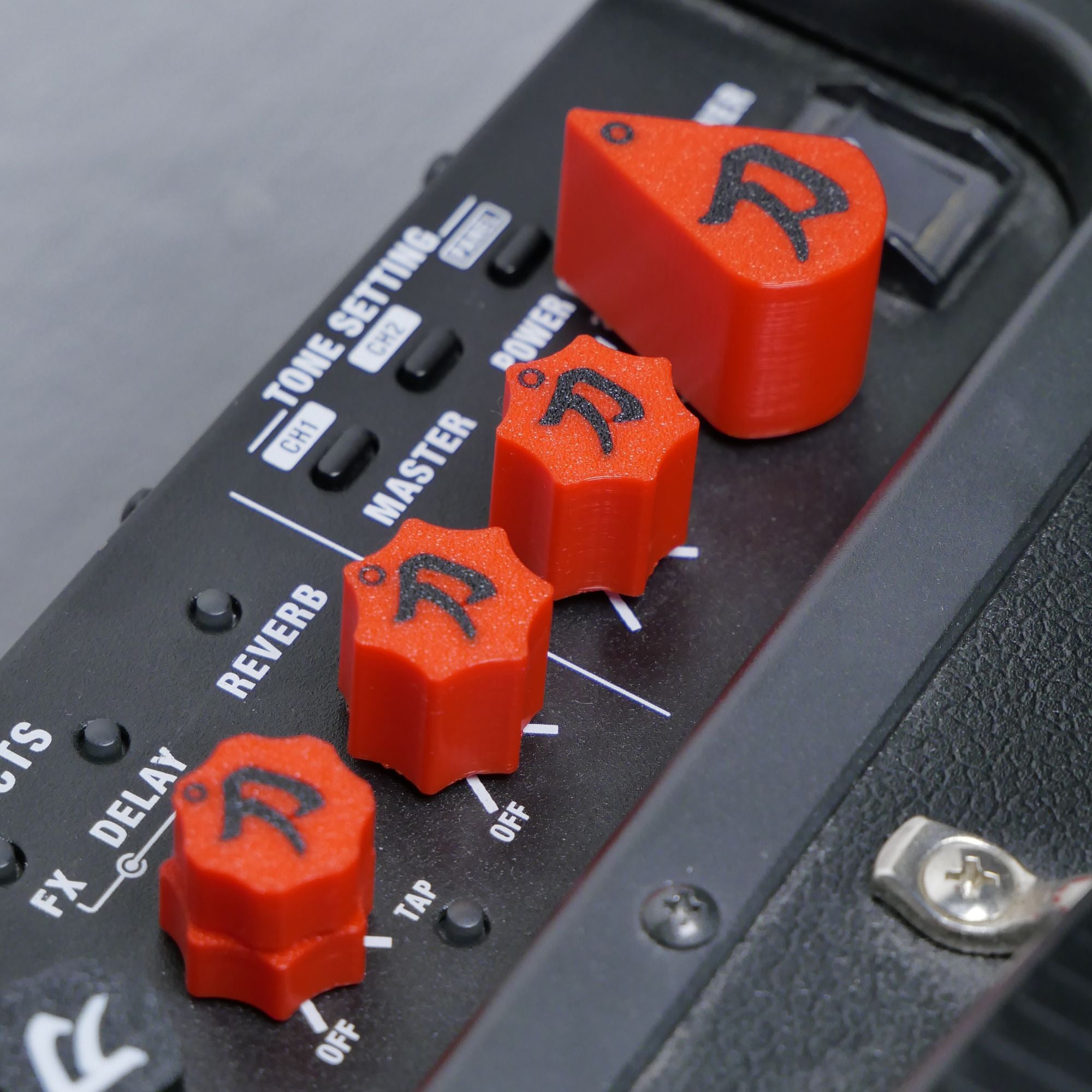 Custom Boss Katana Knobs – Red Fluted (Full Sets for 50, 100, Artist)