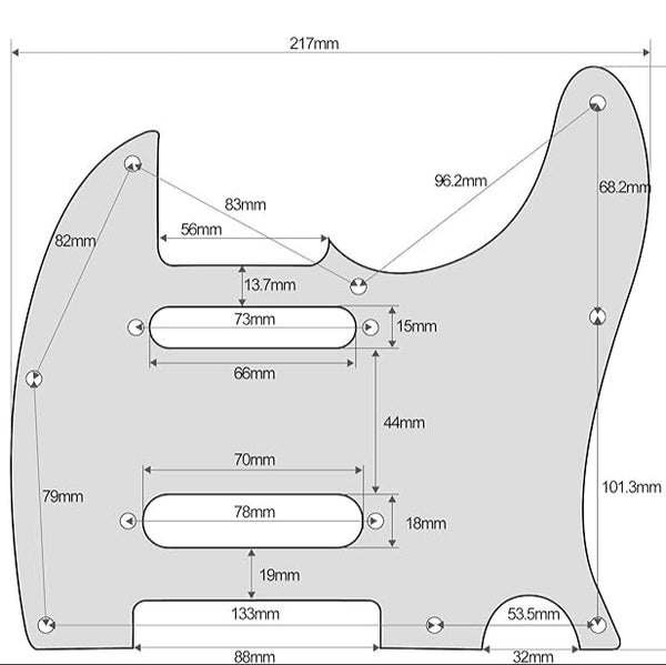 8-Hole SSS Telecaster Pickguard - 4-Ply Black and White Shell