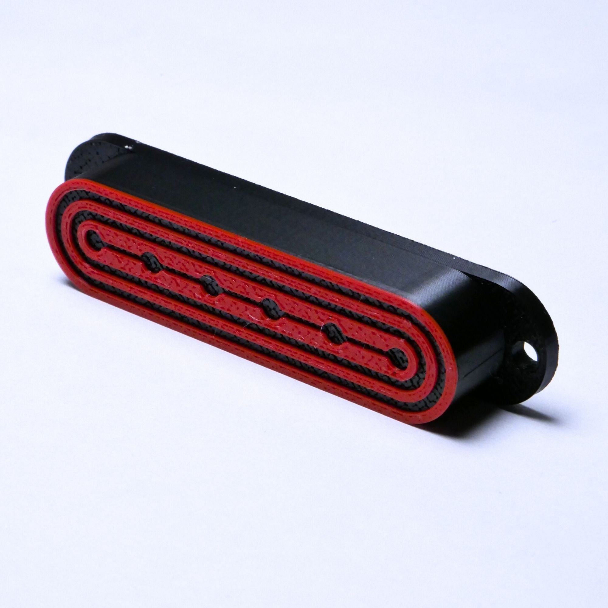 Custom Single Coil Strat Pickup Covers (No Holes) Set of 3 - Black/ Red - Ploutone