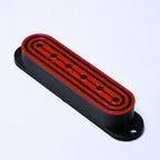 Custom Single Coil Strat Pickup Covers (No Holes) Set of 3 - Black/ Red Deco - Ploutone