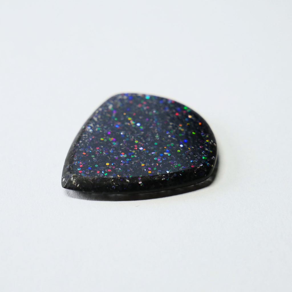 Northern Ghost Plectrums Handmade Acrylic Guitar Pick - 2.5mm Black Glitter Jazz XL - Ploutone