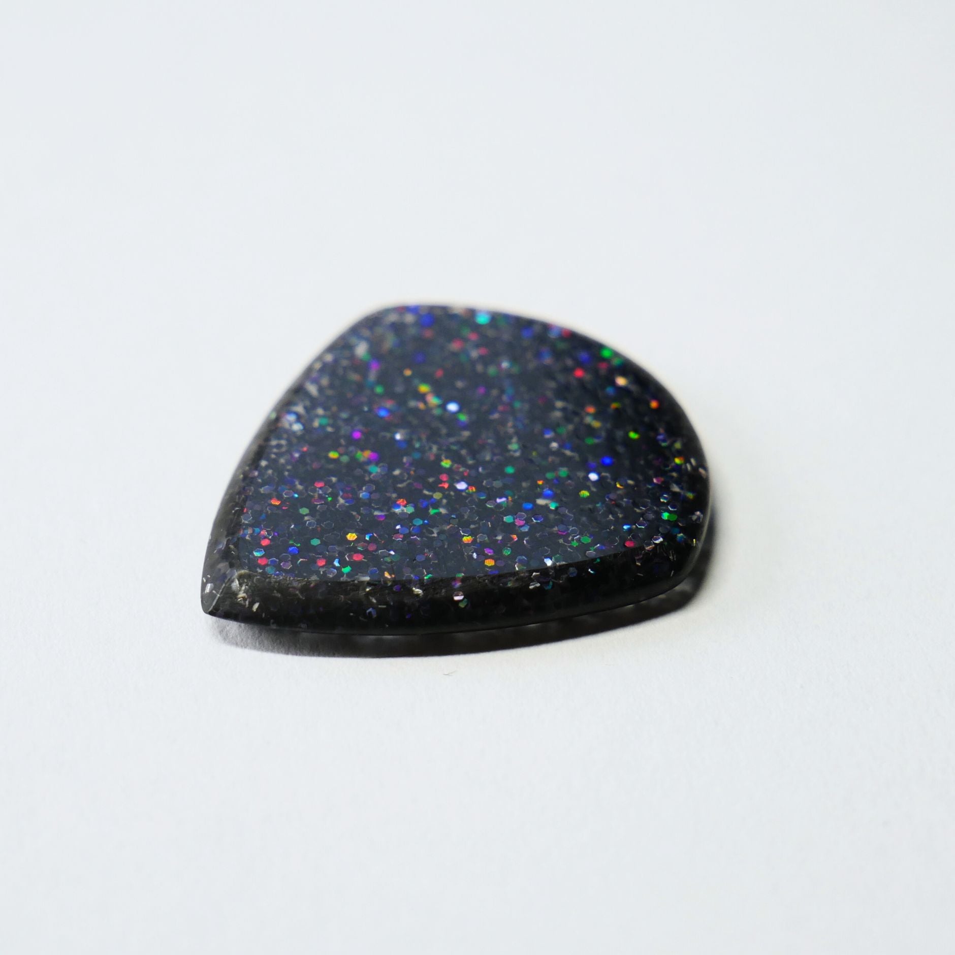 Northern Ghost Plectrums Handmade Acrylic Guitar Pick - 2.5mm Black Glitter Jazz XL - Ploutone