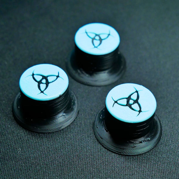 Opus Top Hat Guitar Knobs - Sky Blue and Black Odin's Horns